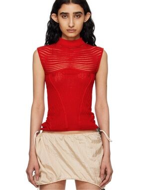 Isa Boulder SSENSE Exclusive Red Calm Sleeveless Mock Neck Top